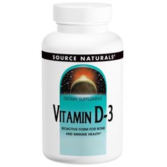 Вітамін D3, Vitamin D-3, Source Naturals, 5000 МО, 120 капсул - фото