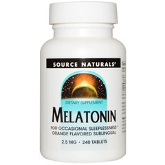 Мелатонин, Melatonin, Source Naturals, апельсин, 2,5 мг, 240 леденцов - фото