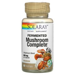 Лечебные грибы, смесь, органик, ферментированные, Organically Grown Fermented Mushroom Complete, Solaray, 600 мг, 60 капсул - фото