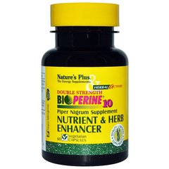 Биоперин, Bioperine 10, Nature's Plus, Herbal Actives, 10 мг, 60 рослинних капсул - фото