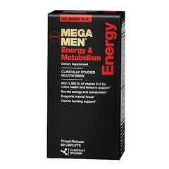 Витамины и минералы для мужчин, Mega men energy & metabolisim, Gnc, 90 капсул - фото