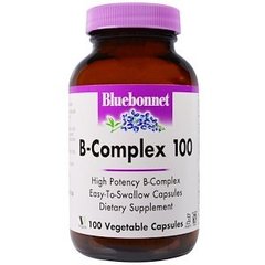 Вітамін В-100 (комплекс), B-Complex, Bluebonnet Nutrition, 100 капсул - фото