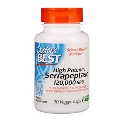 Серрапептаза, Serrapeptase, Doctor's Best, 120,000 SPUs, 90 капсул - фото