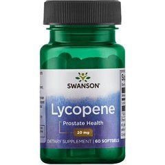 Лікопін, здоров'я простати, Lycopene, Swanson, 20 мг, 60 гелевих капсул - фото