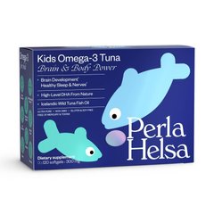 Жирні кислоти Натуральна KIDS Омега-3 з високим рівнем ДГК, Perla Helsa, 300 мг, 120 капсул - фото