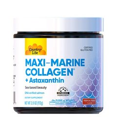Морський колаген, Maxi-Marine, Country Life, смак тропічний пунш, порошок 113 г - фото