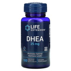 Дегідроепіандростерон, DHEA, Life Extension, 25 мг, 100 розчинних таблеток - фото