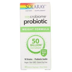 Пробиотики (весовая формула), Mycrobiome Probiotic, Solaray, 50 млрд КОЕ, 30 капсул - фото