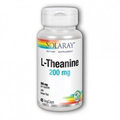 L-теанін з зеленим чаєм, L-Theanine, Solaray, 200 мг, 45 вегетаріанських капсул - фото