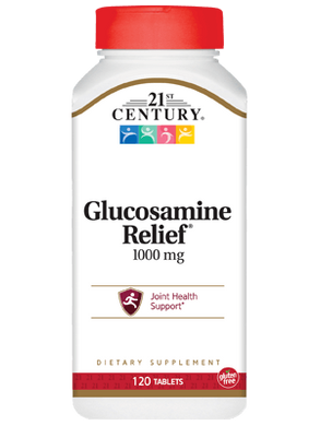 Глюкозамін і кальцій, Glucosamine Relief, Maximum Strength, 21st Century Health Care, 1000 мг, 120 таблеток - фото