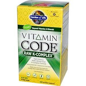 Вітамін К (Vitamin Code, Raw K-Complex), Комплекс, Garden of Life, 60 капсул - фото