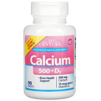 Кальцій Д3, Calcium 500 + D3, 21st Century, 90 таблеток - фото