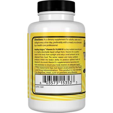 Витамин Д3, Vitamin D3, Healthy Origins, 10 000 МЕ, 120 капсул - фото