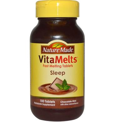 Здоровый сон, VitaMelts, Sleep, Nature Made, вкус шоколад-мята, 100 таблеток - фото