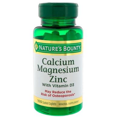 Кальций магний цинк с витамином Д3, Calcium Magnesium Zinc, Nature's Bounty, 100 капсул - фото