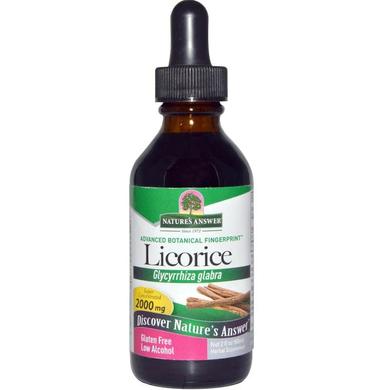Корень солодки (Licorice), Nature's Answer, слабоалкогольный, 2000 мг, 60 мл - фото