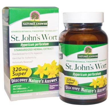 Екстракт звіробою, Super St. John's Wort, Nature's Answer, стандартизований, 320 мг, 60 капсул - фото