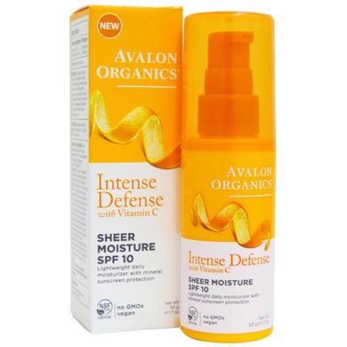 Увлажняющий лосьон для кожи лица с солнцезащитным фактором SPF10, витамином С, биофлавоноидами лимона и экстрактом белого чая, Avalon Organics, 50 г - фото