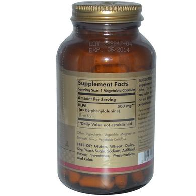 Фенилаланин, DLPA, Solgar, 500 мг, 100 капсул - фото