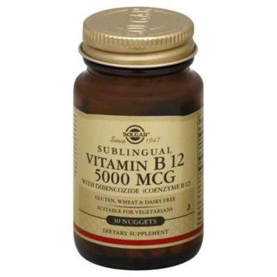 Вітамін В12 (метилкобаламін), Vitamin B12, Solgar, сублінгвальний, 5000 мкг, 30 таблеток - фото