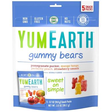 Мармеладные мишки, Gummy Bears, YumEarth, ассорти, 5 упаковок по 20 г - фото
