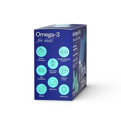 Жирні кислоти Натуральна KIDS Омега-3 з високим рівнем ДГК, Perla Helsa, 300 мг, 120 капсул - фото