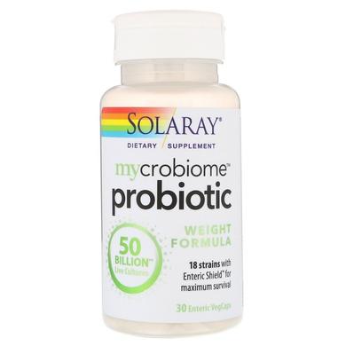 Пробіотики (вагова формула), Mycrobiome Probiotic, Solaray, 50 млрд ДЕЩО, 30 капсул - фото