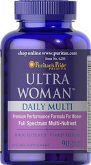 Мультивитамины для женщин ультра, Woman™ Daily Multi Timed, Puritan's Pride, 90 капсул - фото