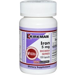 Залізо, Iron Bio-Max, Kirkman Labs, 5 мг, 120 капсул - фото