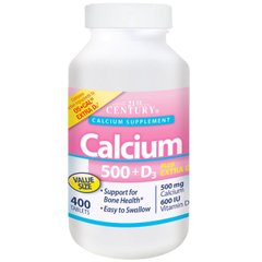 Кальций Д3, Calcium 500 + D3, 21st Century, 400 таблеток - фото