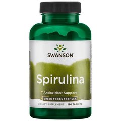 Спирулина, GreenFoods, Swanson, 500 мг, 180 таблеток - фото