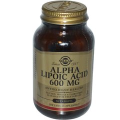 Альфа-липоевая кислота, Alpha Lipoic Acid, Solgar, 600 мг, 50 таблеток - фото