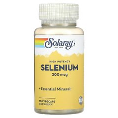 Селен, Selenium, Solaray, 200 мкг, 100 капсул - фото