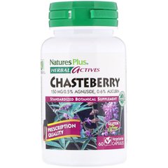 Витекс, Авраамово дерево, Chasteberry, Nature's Plus, Herbal Actives, 150 мг, 60 капсул - фото