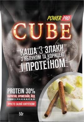 Каша CUBE 3 злака, яблуко-кориця и протеин 30 %, PowerPro, 50 г - фото