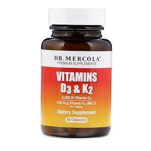 Витамин Д3 и К2, Vitamins D3 & K2, Dr. Mercola, 30 капсул - фото