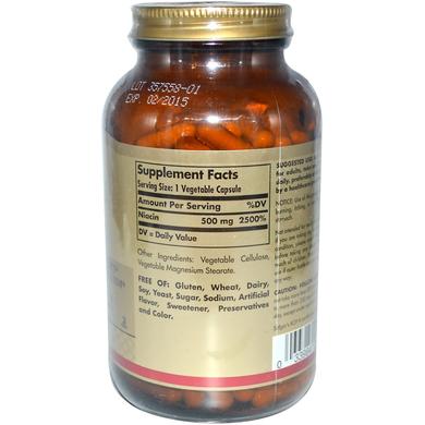 Нікотинова кислота, Niacin (Vitamin B3), Solgar, 500 мг, 250 капсул - фото