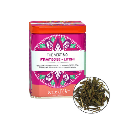 Органический зеленый чай с ароматом малины и личи, 40 г - фото