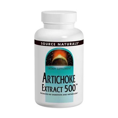 Артишок экстракт, Artichoke, Source Naturals, 500 мг, 180 таблеток - фото