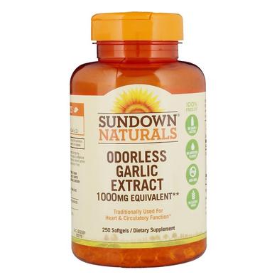 Часник, Odorless Garlic, Sundown Naturals, 1,000 мг, 250 капсул - фото