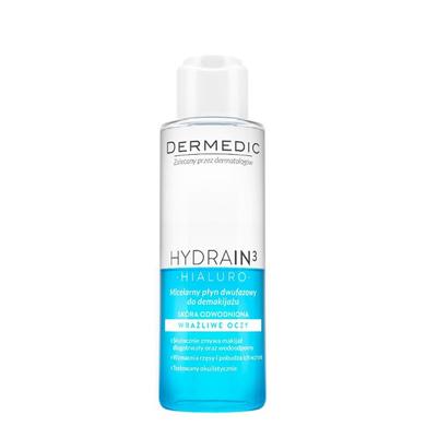 2- фазовая мицеллярная жидкость демакияж для сухой, чувствительной, аллергической кожи, HYDRAIN3, Dermedic, 115 мл - фото