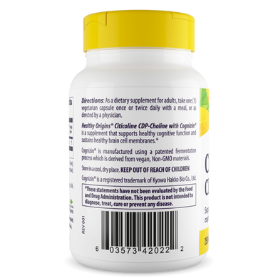 Цитиколін, Cognizin, Healthy Origins, 250 мг, 30 гелевих капсул - фото