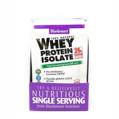 Изолят сывороточного белка, Whey Protein Isolate, Bluebonnet Nutrition, вкус клубники, 8 пакетиков - фото