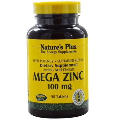 Мега Цинк, Mega Zinc, Nature's Plus, 100 мг, 90 таб - фото