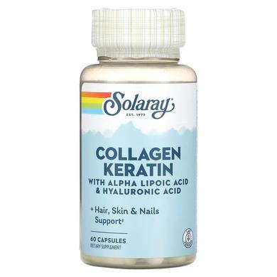 Колаген і кератин, тип I, II, III, Collagen Keratin, Solaray, 60 капсул - фото