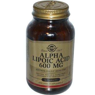 Альфа-ліпоєва кислота, Alpha Lipoic Acid, Solgar, 600 мг, 50 таблеток - фото