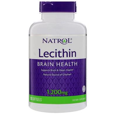 Lecithin, Лецитин, Natrol, 1200 мг, 120 капсул - фото