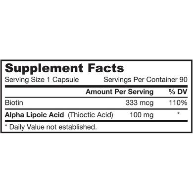 Альфа-ліпоєва кислота + Біотин, Alpha Lipoic Acid, Jarrow Formulas, 100 мг, 90 капсул - фото