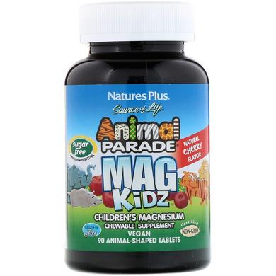 Магний для детей, Children's Magnesium, Nature's Plus, Animal Parade, вкус вишни, 90 жевательных животных - фото