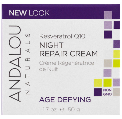 Ночной крем с коэнзимом Q10, Night Cream, Andalou Naturals, восстанавливающий, против старения, (50 мл) - фото